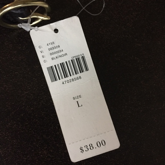 Anthropologie black leather belt, brass buckle NEW - Picture 3 of 3